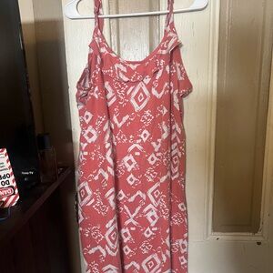 Faded Glory Coral and White Patterned Mini Dress